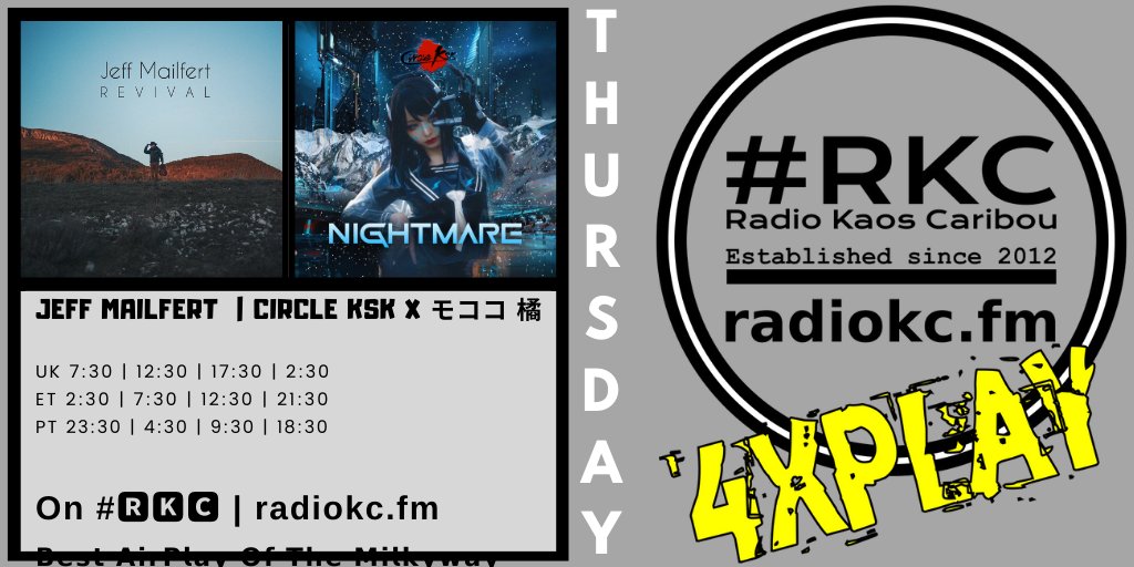 ▂▂▂▂▂▂▂▂▂▂▂▂▂▂
#THURSDAY 10|20 𝟰𝘅𝗣𝗟𝗔𝗬𝗦 NOW

🔴<a href="/jeffmailfert/">Jeff Mailfert</a> - LET ME TRAVEL
🌐 fb.com/JeffMailfert/

🔴<a href="/circleksk_music/">Circle KSK</a> - NIGHTMARE (feat. @mococophoto)
🌐 fb.com/Circleksk-1048…

on #🆁🅺🅲 📻 radiokc.fm
▂▂▂▂▂▂▂▂▂▂▂▂▂▂