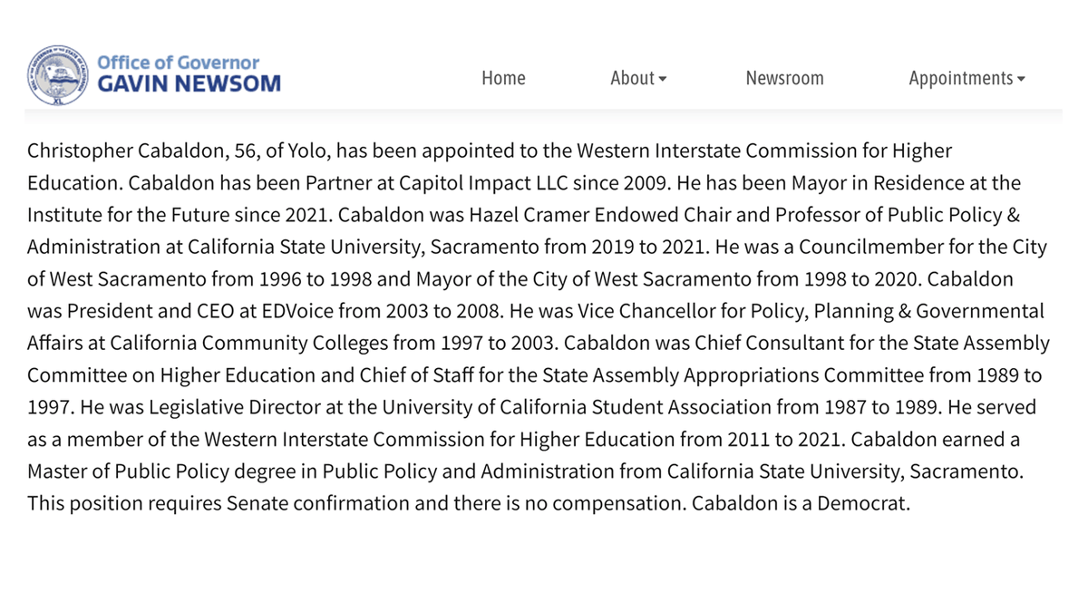 Cabaldon4CA's tweet image. Honored to be appointed by Governor @GavinNewsom to 4th term as California rep to the Western Interstate Commission on Higher Education @WICHE. Ready to advance some bold moves for education opportunity, innovation, and partnerships with the other 16 states in the West.