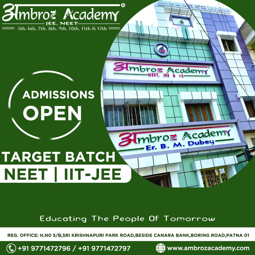 ambrozacademy's tweet photo. Start your preparation  for #JeeMains2023 #jeeadvance2023 #neet2023 under the guidance of well experienced team of faculty members across all over India ,now in Patna with #ambrozacademy.
#targetiitjee #targetneet #neetpreparationinstitutepatna  #iitjeepreparationinstitutepatna https://t.co/oJCXrepJeb