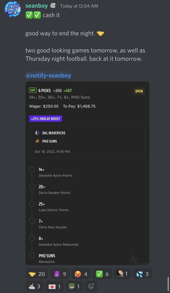 Cash this NBA SGP from <a href="/seanboybets/">seanboy</a> 🏀🏀

$250 ➡️ $1,468.75 💰💰

Posted in the discord ➡️ GoldBoys.cash