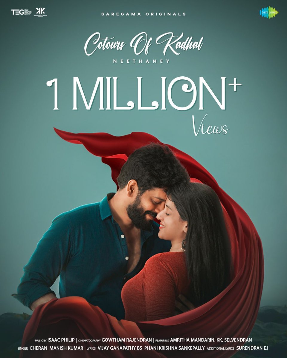 saregamasouth's tweet photo. 1⃣ MILLION L♥️VE! 🥰
#ColoursofKadhal video right here ➡️ https://t.co/CdNc2Fq329
@cheran_Ela @manianindia @ImSelvendran @vijayganapathyb @IsaacPh70615471 @saregamaglobal
#SaregamaOriginals https://t.co/DsXrZk79Kb