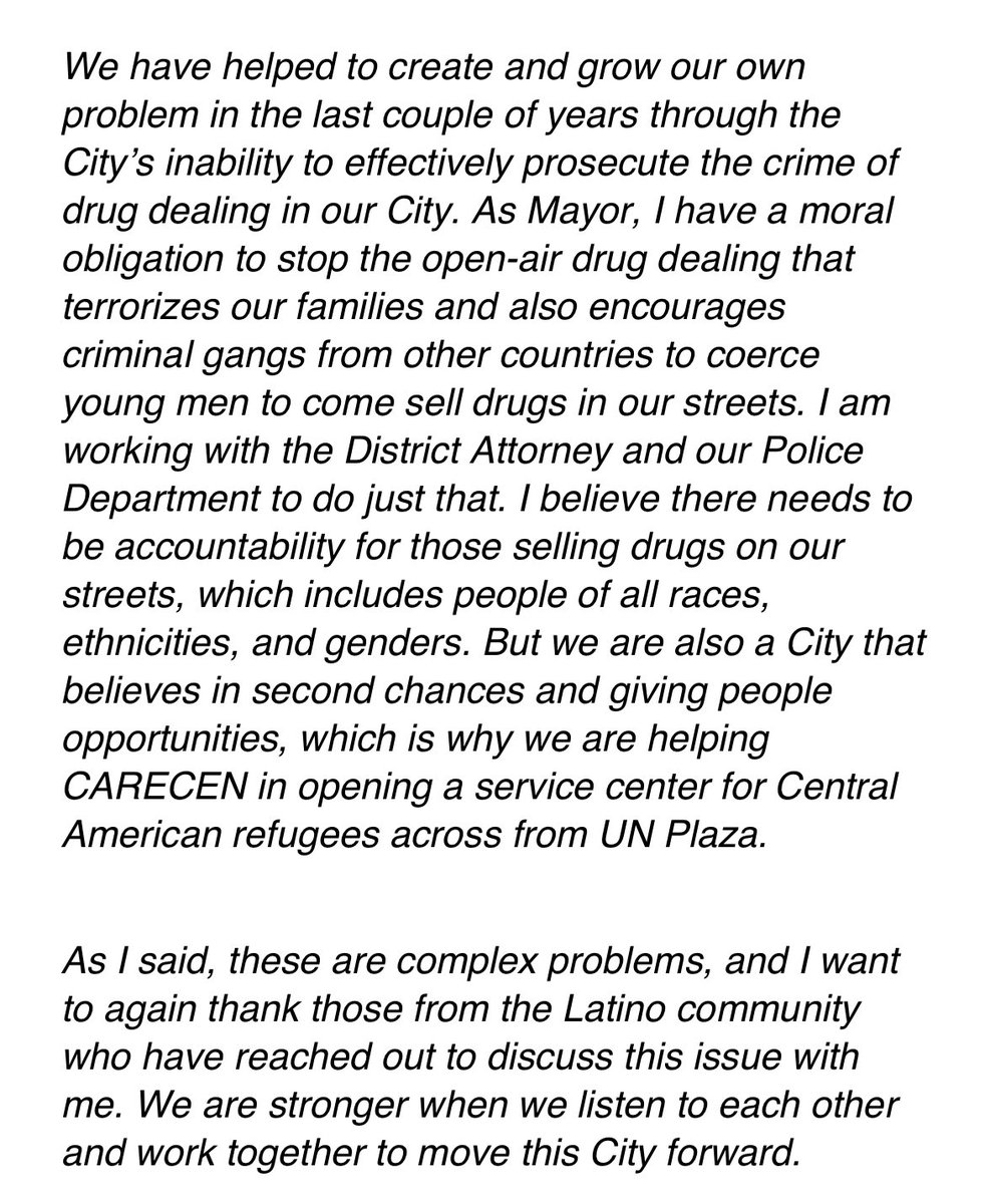 Mayor London Breed apologizes after comments made on KQED earlier this month about mostly migrants from Honduras drug dealing in the Tenderloin.