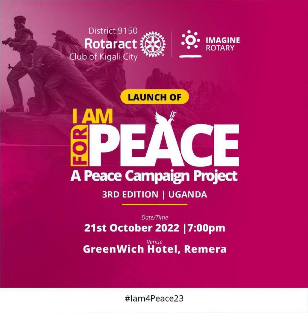 BushenyiBouy's tweet photo. Tomorrow we’re in Kigali for the launch of #Iam4Peace23 project, we shall be a Greenwich Hotel Remera🔥
My Kigali people, let’s make it happen https://t.co/Z5jnvmb0tM