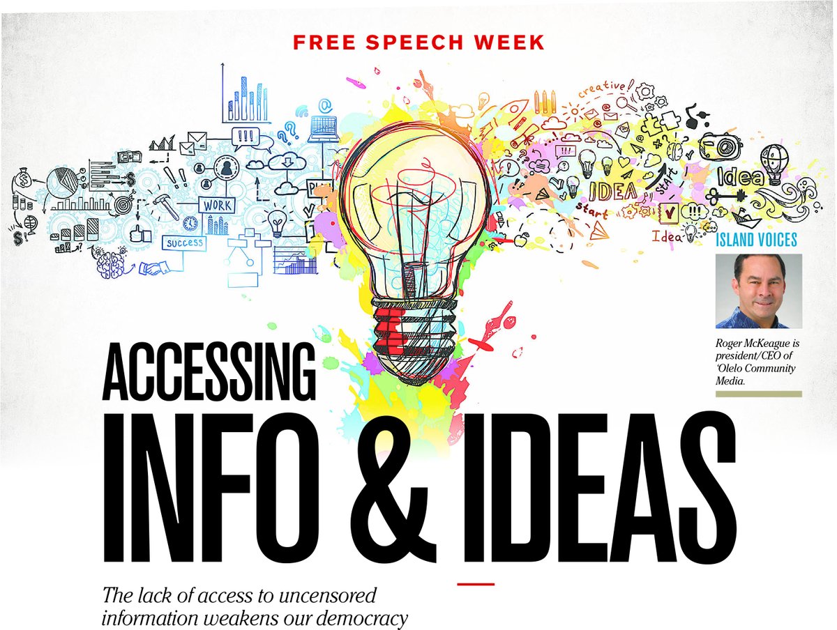 olelocommunity's tweet photo. This past Sunday, October 17, the beginning of National Free Speech Week the Honolulu Star Advertiser featured an opinion piece by our very own President and CEO, Roger McKeague. You can read at https://t.co/VF2oDQ401S
#censorship #freespeech #olelo https://t.co/WBVyLO912K