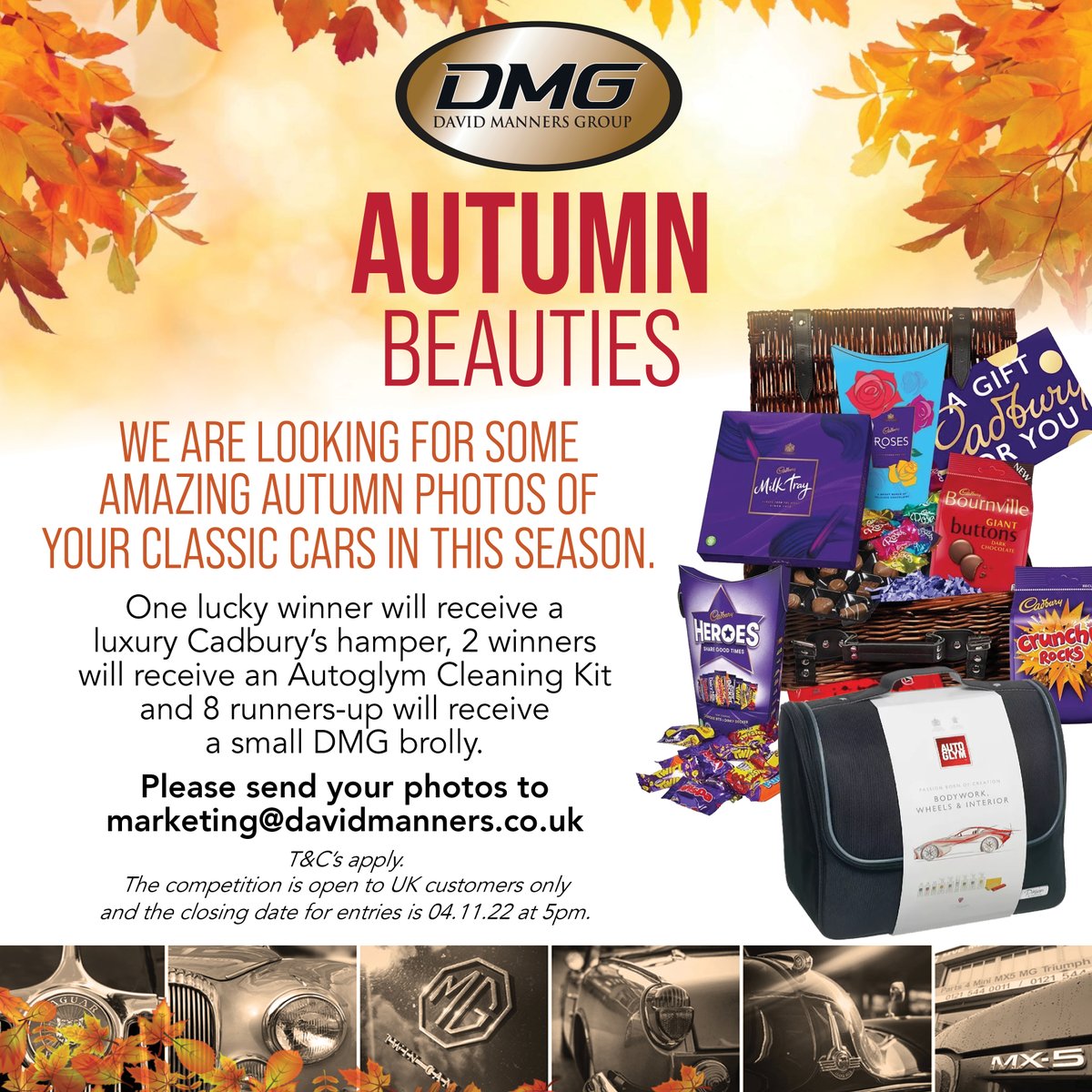 TriumphSSixClub's tweet photo. Dave Manners Group Autumn Beauties photo competition has extended the closing date to 4th November &amp; added an extra prize..... 🙃 So get your Autumn photo of your lovely Triumph sent in to marketing@davidmanners.co.uk #yougottobeinittowinit #TSSC #Triumph #prizes https://t.co/1piWNpTDB6