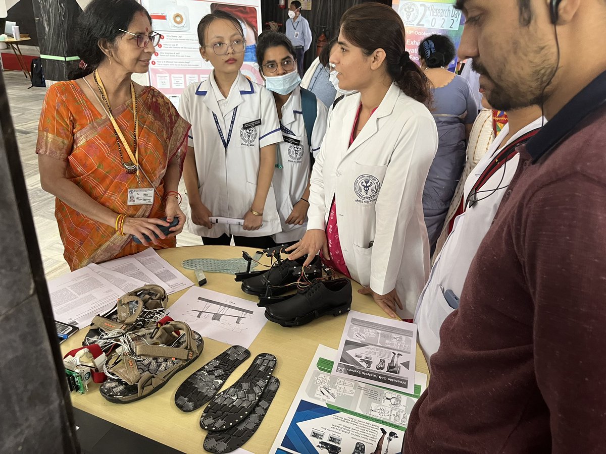 ASHUTOS10023714's tweet photo. Glimpses of our products (Wearable gait analysis system) exhibition during Annual Reseach Day at AIIMS New Delhi. Team: Mr. Rohan Khatavkar  Priyanka Bhat Deepak Joshi 
#aiimsresearchday
#gaitanalysis #medicaltechnology  #biomedicalengineering #aiimsdelhi  #iitdelhi https://t.co/Ix3MitfnIc