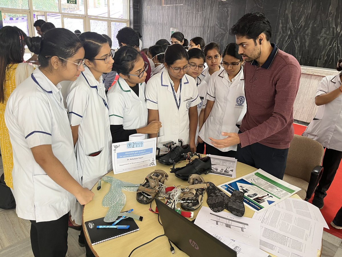 ASHUTOS10023714's tweet photo. Glimpses of our products (Wearable gait analysis system) exhibition during Annual Reseach Day at AIIMS New Delhi. Team: Mr. Rohan Khatavkar  Priyanka Bhat Deepak Joshi 
#aiimsresearchday
#gaitanalysis #medicaltechnology  #biomedicalengineering #aiimsdelhi  #iitdelhi https://t.co/Ix3MitfnIc