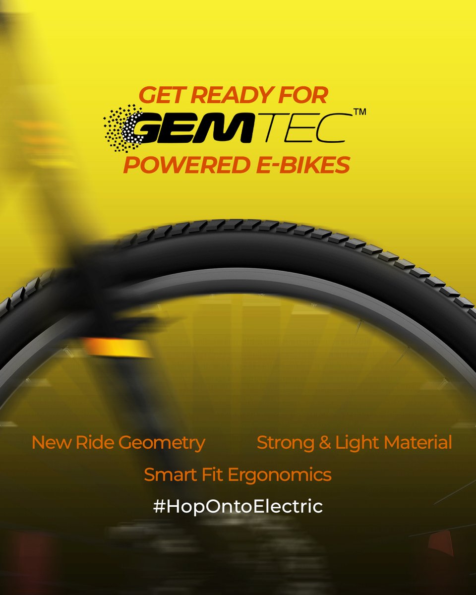HeroLectro's tweet photo. Our new series of e-bikes are powered by GEMTEC. Any guesses?

It’s time to #hopontoelectric

#HeroLectro #Hero #eCycles #ebikes #Cycling #ElectricVehicles #FutureOfCommute #RideTheCharge #RideWithPride #WantItFlauntIt #NewLaunch #NewEBikes #New #Launch #RideOn #NewECycles https://t.co/e91NsAEPui