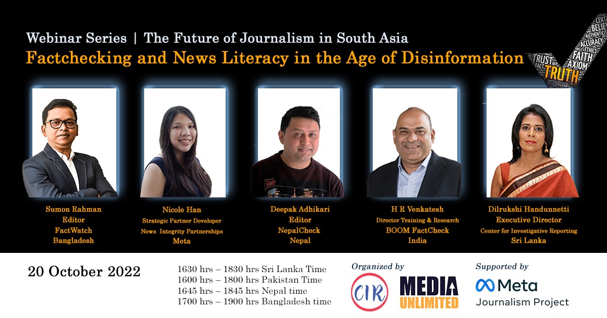 DilrukshiH's tweet photo. Join us today when experts speak on #FactChecking #medialiteracy & how the #informationecosystem is likely to evolve in the near future
@Factwatch_ulab @NicoleHanSH @_SumonRahman @boomlive_in @hrvenkatesh @nepalcheck @DeepakAdk @cirsl1 @MediaUnlimitd @Tribunian @raiseqalam https://t.co/WPyFbU4cj3