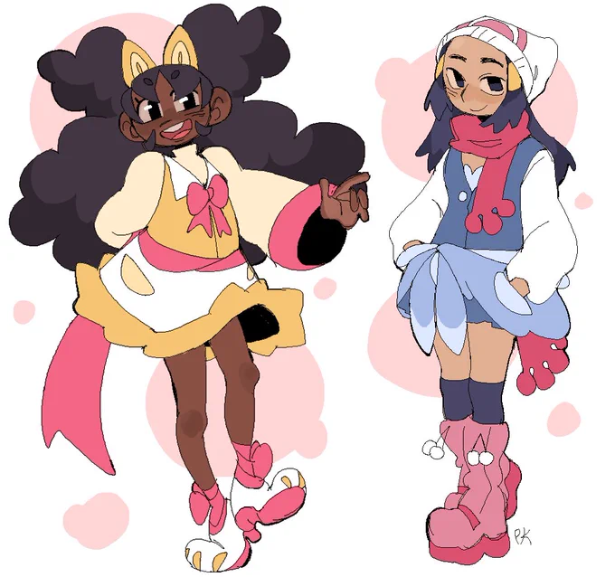 [pokemon] iris and dawn redesigns kinda 