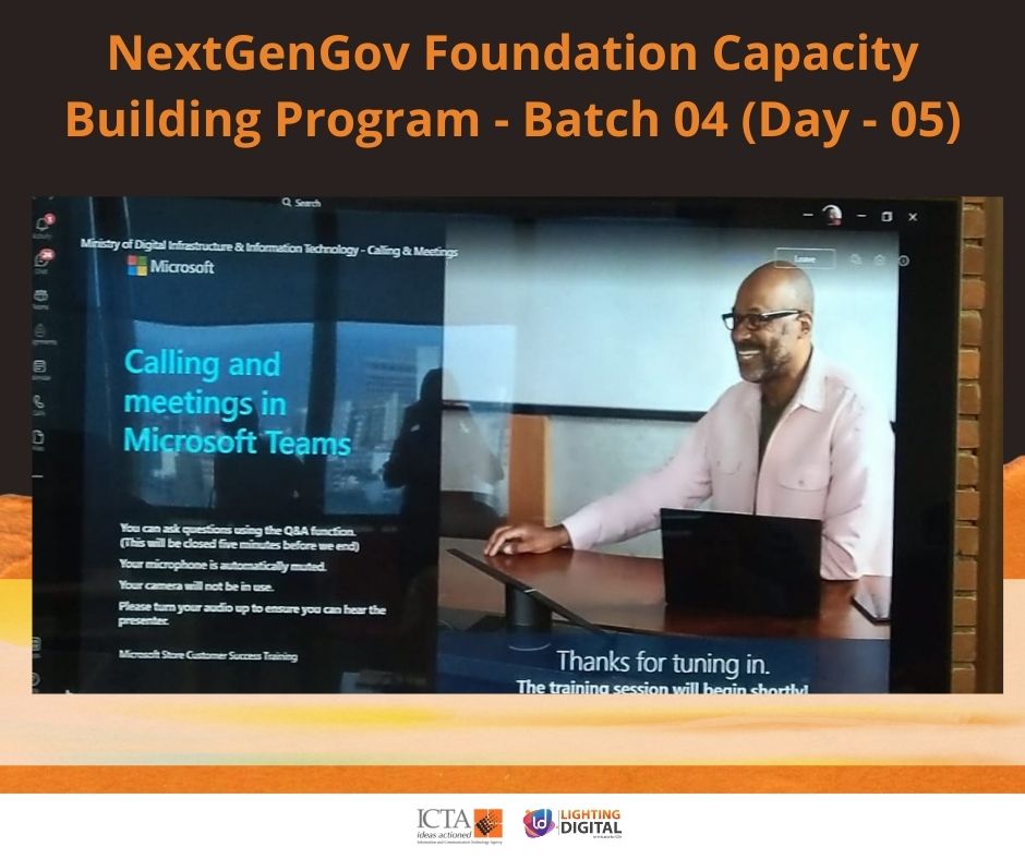 icta_srilanka's tweet photo. Happening now!
#FoundationCapacityBuildingProgram for the 4th batch of selected #NextGenGov Officials in collaboration with Microsoft and the #MinistryofHomeAffairs.
The 'use of digital tools for collaboration in the government sector' was covered during the session. https://t.co/MZHnFsFWSi