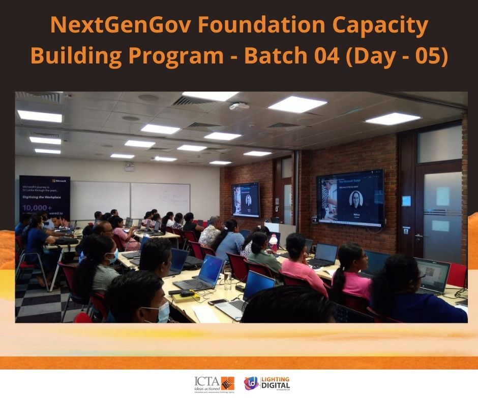 icta_srilanka's tweet photo. Happening now!
#FoundationCapacityBuildingProgram for the 4th batch of selected #NextGenGov Officials in collaboration with Microsoft and the #MinistryofHomeAffairs.
The 'use of digital tools for collaboration in the government sector' was covered during the session. https://t.co/MZHnFsFWSi