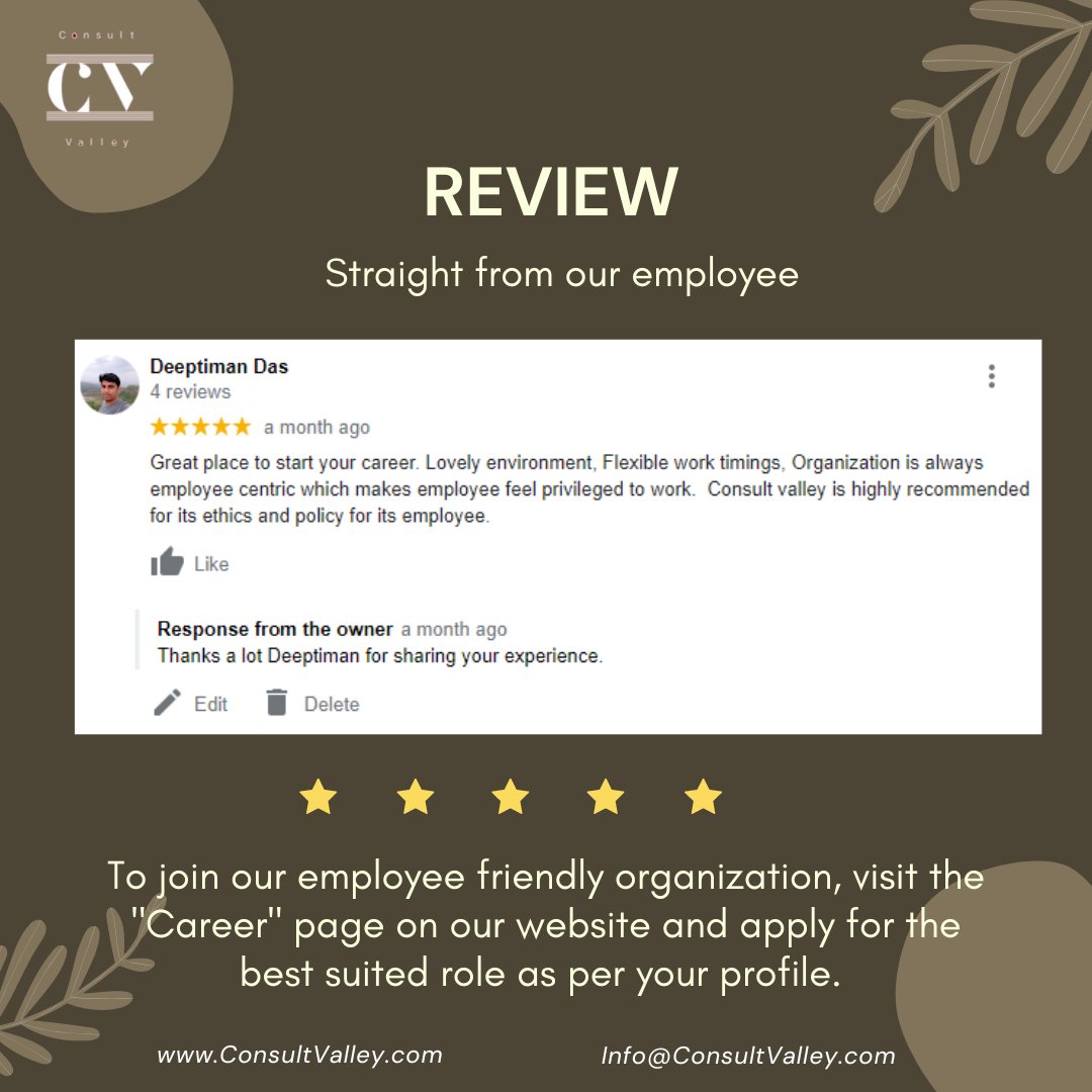 consult_valley's tweet photo. It gives us a feeling of content to see our employees happy at work. We believe if the employees are happy, productivity automatically increases. 

https://t.co/pfBngISvW6
#employees #employeefriendly #work #productivity #jobalert #hiring #recruitment #profile #career #reviews https://t.co/U6AE9Ya0uo