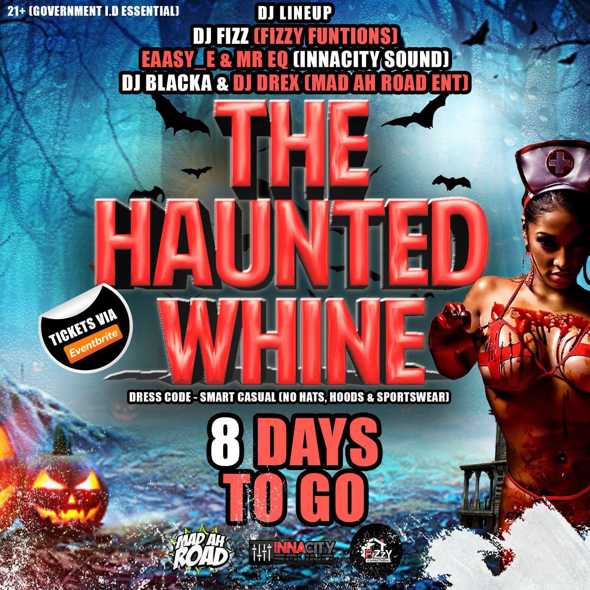 MrEQ_'s tweet photo. @INNACITYSOUND x @MADAHROADENT x 
@FIZZYFUNCTION 
Presents 🎥

👻 🍑 THE HAUNTED WHINE 🍑 👻

London’s Biggest Halloween Party 🎉

📆 Friday 28th Oct 
⏱ 10PM - 4AM (Last Entry 1AM) 
📍 @10BelowBeckenham BR3 1SD 
👕 Fancy Dress (No Effort No Entry)
🪪 21+ (Gov ID Essential) https://t.co/eWaIf1tVVS