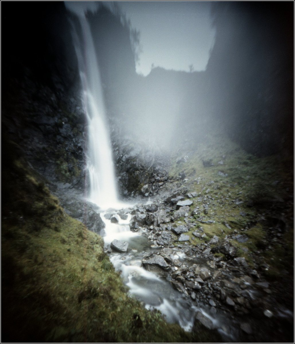 TFTMB's tweet image. For this I had to scramble up a wet gorge and rest precariously on a grassy be ledge. I had no idea if it would turn out but this is the fun and excitement of film pinhole photography.