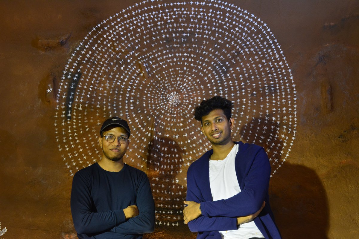 IndiaArtFair's tweet photo. Make some noise for our third #ArtistinResidence for #IndiaArtFair 2023: the talented #VayedaBrothers!🎉Two young artists from the #indigenous #Warli community in western India, Tushar and Mayur Vayeda are on a mission: to contemporize #Warli. More on their journey soon! https://t.co/smmauzppMA