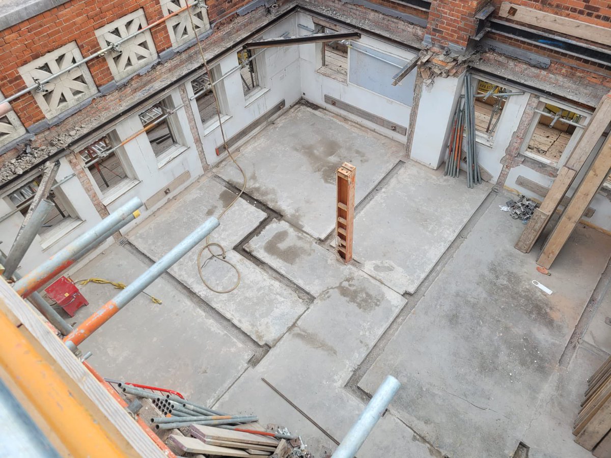 Dedicated hard work by the team down at the former Central Fire Station in Hull for our client @SewellConstruc1 Brokk 70 and conveyor system being used to remove waste from a high level work area. Smart work.#demolition
