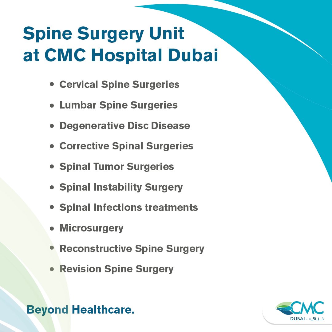 cmc_dubai's tweet photo. في مستشفى مركز كليمنصو الطبي بدبي، نفخر بفريق الجراحين المتمرسين للعمود الفقري، مستخدمين أحدث تقنيات جراحة العمود الفقري ذات التدخل المحدود مع تدريب طبي مكثف في أشهر مراكز العمود الفقري في ألمانيا، سويسرا، كوريا الجنوبية وكندا. https://t.co/GkJNXSeacx