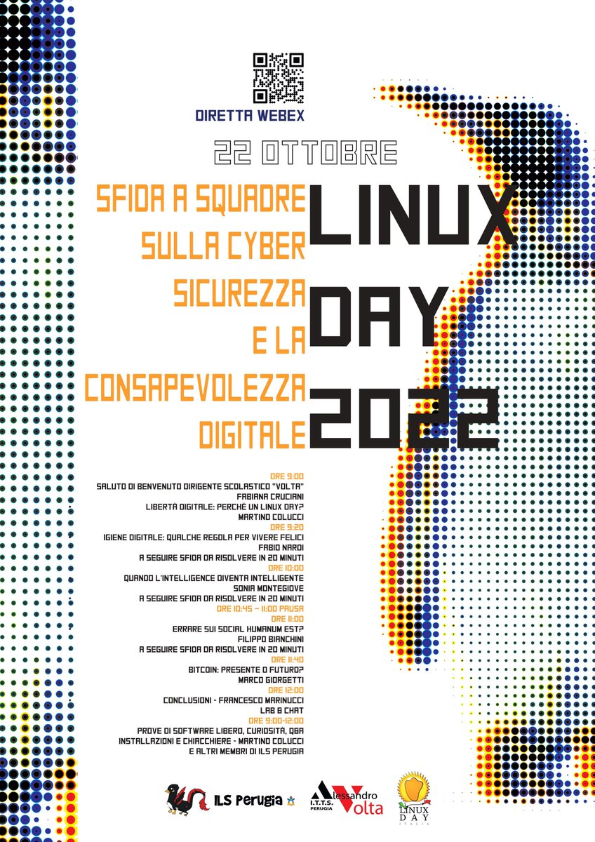 suxsonica's tweet photo. E noi di @ItaLinuxSociety Perugia sabato 22 ottobre #linuxday22 siamo in una #scuola con altre scuole umbre collegate online per sfidare i ragazzi all'uso consapevole del digitale (locandina realizzata da una della classi, ndr) #solocosebelle da community #opensource https://t.co/6iBXJvVpk6