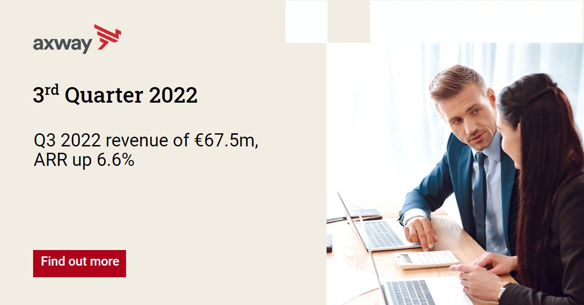 Axway's tweet photo. It's here! Axway has released the financial earnings statement for the 3rd Quarter of 2022. Click here to read the full report: https://t.co/etetQFxsun https://t.co/7vIM5XQx5X