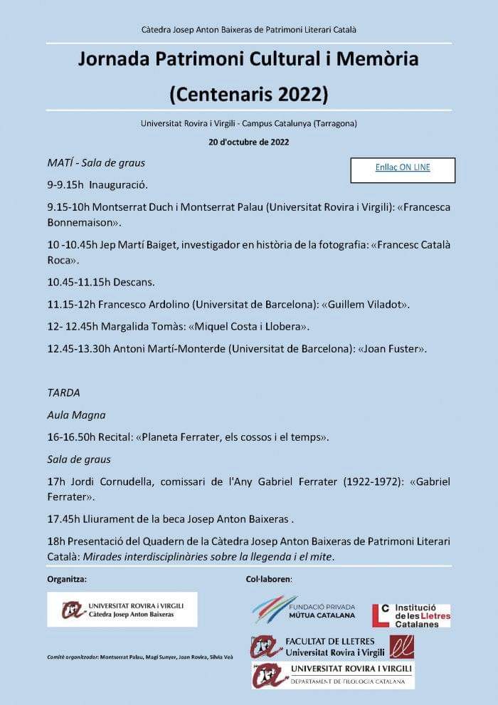 Demà en <a href="/JepMarti/">Jep Martí</a> participa en una jornada am una conferència sobre el fotògraf #FrancescCatalàRoca 

Compartim amb vosaltres el programa 📷🏛🎤🔽

#Fotoconnectats #patrimonifotografic