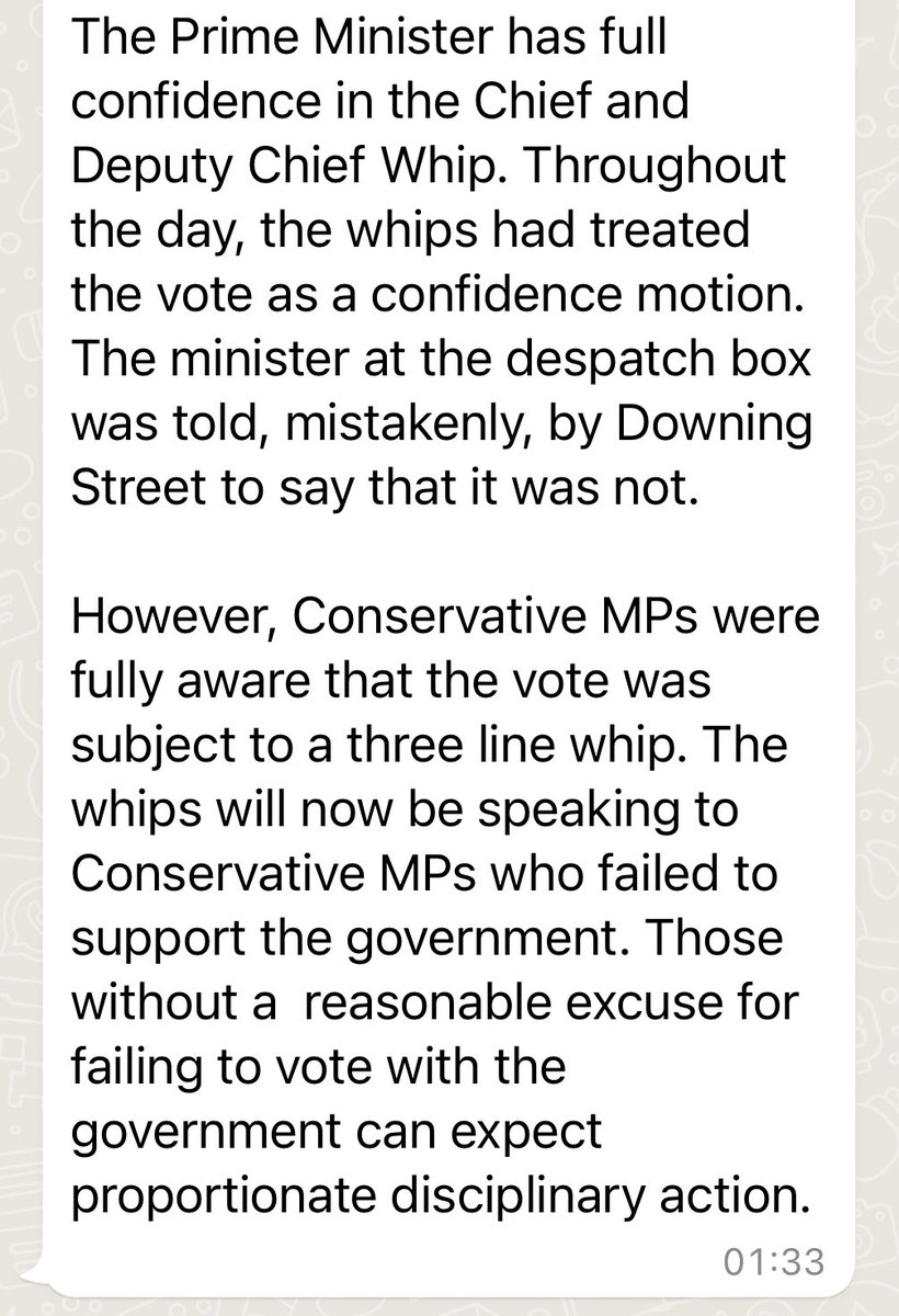 this is the latest explanation sent out from Downing St at 1.30am