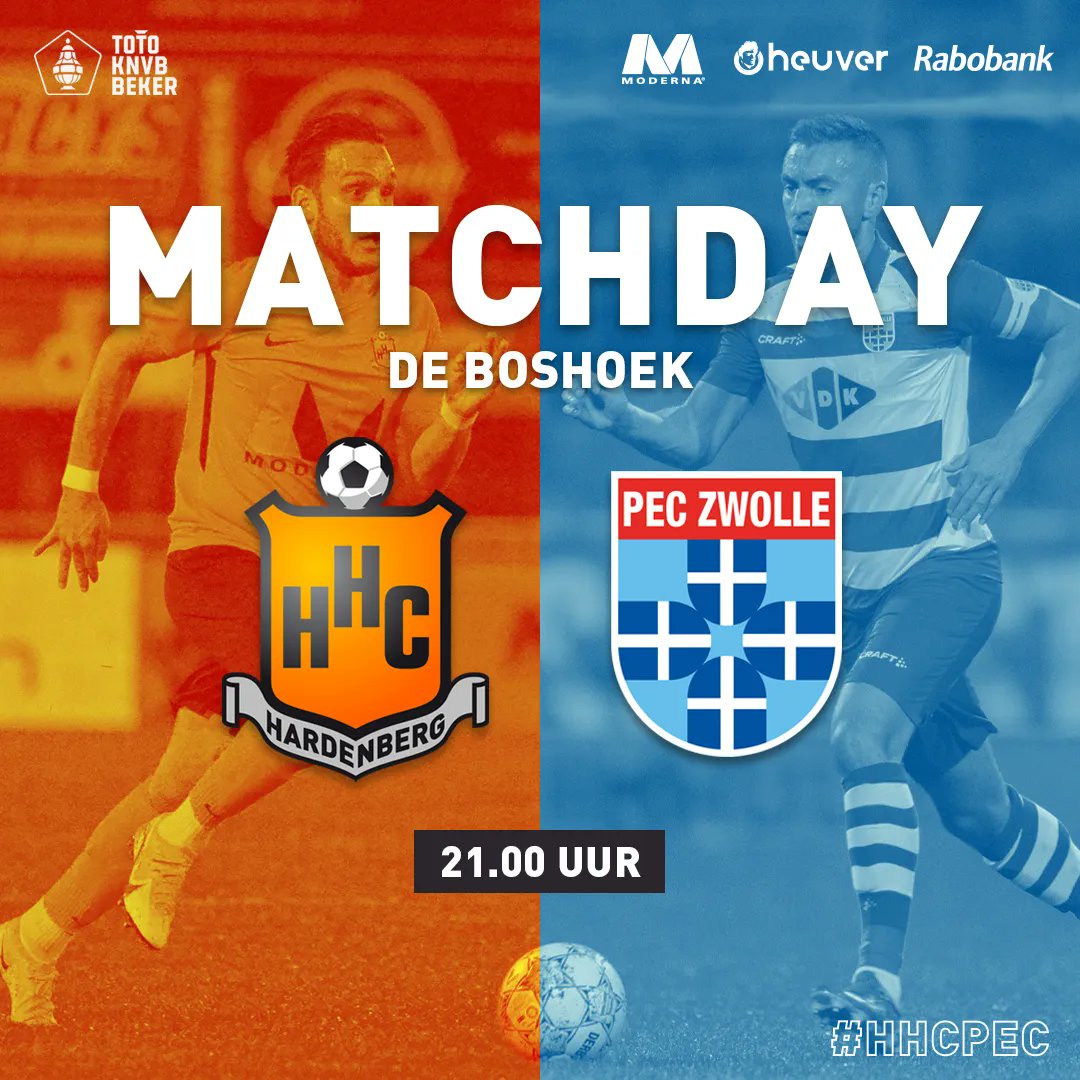 𝗠𝗔𝗧𝗖𝗛𝗗𝗔𝗬!
⚽️ HHC - <a href="/PECZwolle/">PEC Zwolle</a> 
🏟 De Boshoek, Hardenberg
🕘 21.00 uur
🏆 Toto KNVB Beker
📱 #hhcpec
