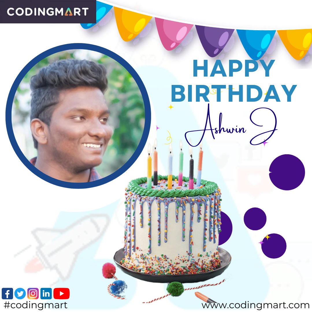 codingmart's tweet photo. Ashwin Jeyaraman
Codingmart Wishing you the best on your birthday π and everything good in the year ahead.
May your birthday be sprinkled with fun and laughter. Have a great day!
Happy birthday!!!πππ₯³π₯³π₯³
#codingmart #birthdaywishes #happybirthday #celebration #happiness https://t.co/1OaFVt5A3W