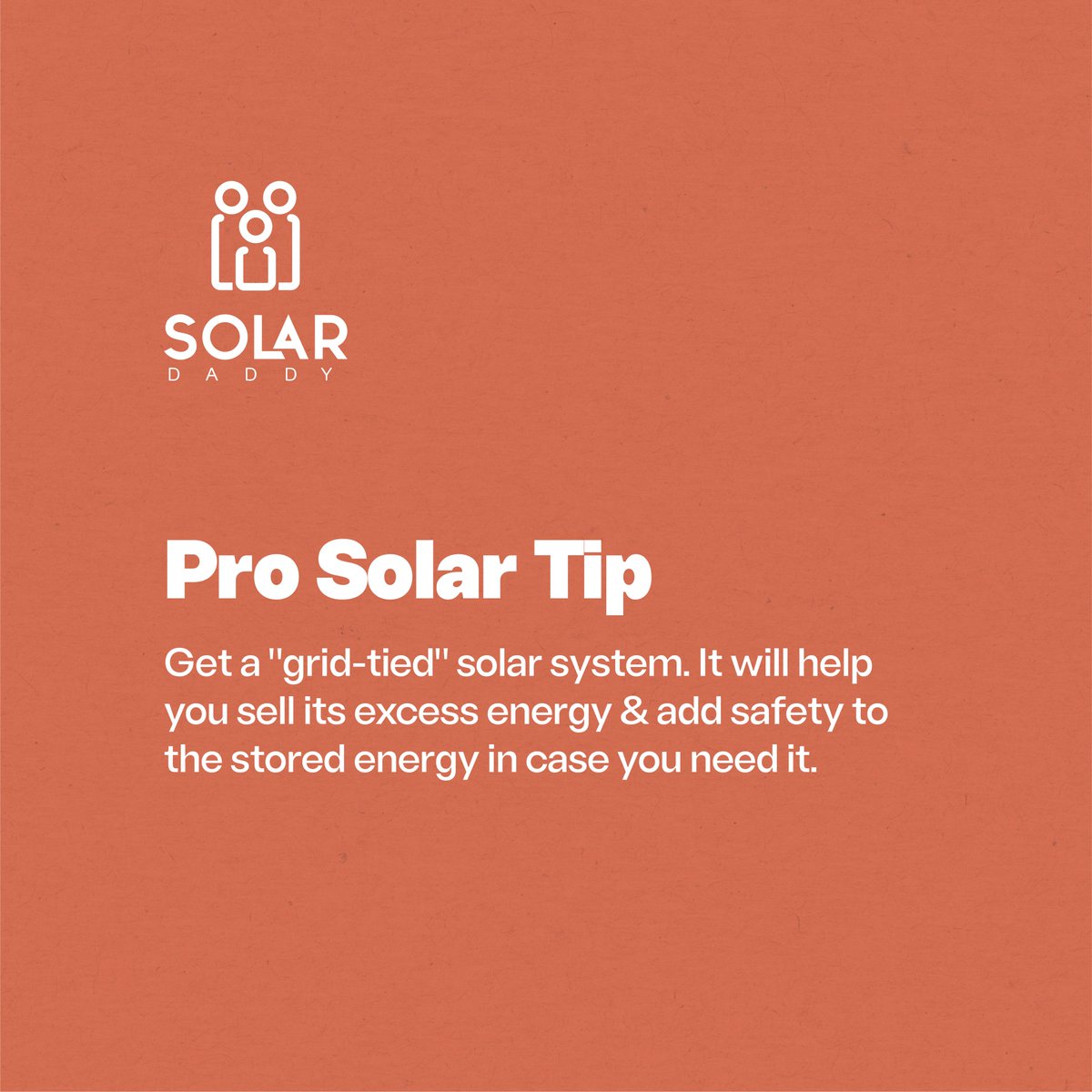 solardaddygroup's tweet photo. Solar Tip!
Keeping it “Grid-tied” will allow you to sell its excess
energy.
#solardaddy #gridtiedsolar #gridtied #gridtied
#solarpower #solarpanels #solarenergy #solarbusiness
#gosoalr #GoSolarNow #gogreen #SwitchToSolar
#switchtosolar #solarenergypanels
#solarenergysystem https://t.co/uUrMzXSnwp