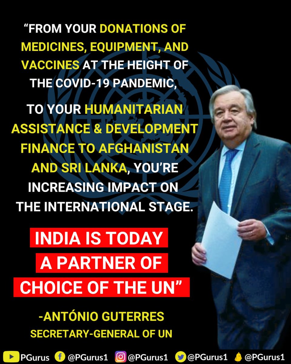 India is today a partner of choice of the UN, says UN chief Antonio Guterres #IndiaRising