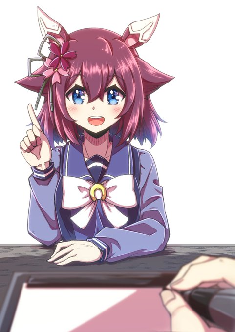 取材を受けるチヨちゃんです#ウマ娘 #サクラチヨノオー 