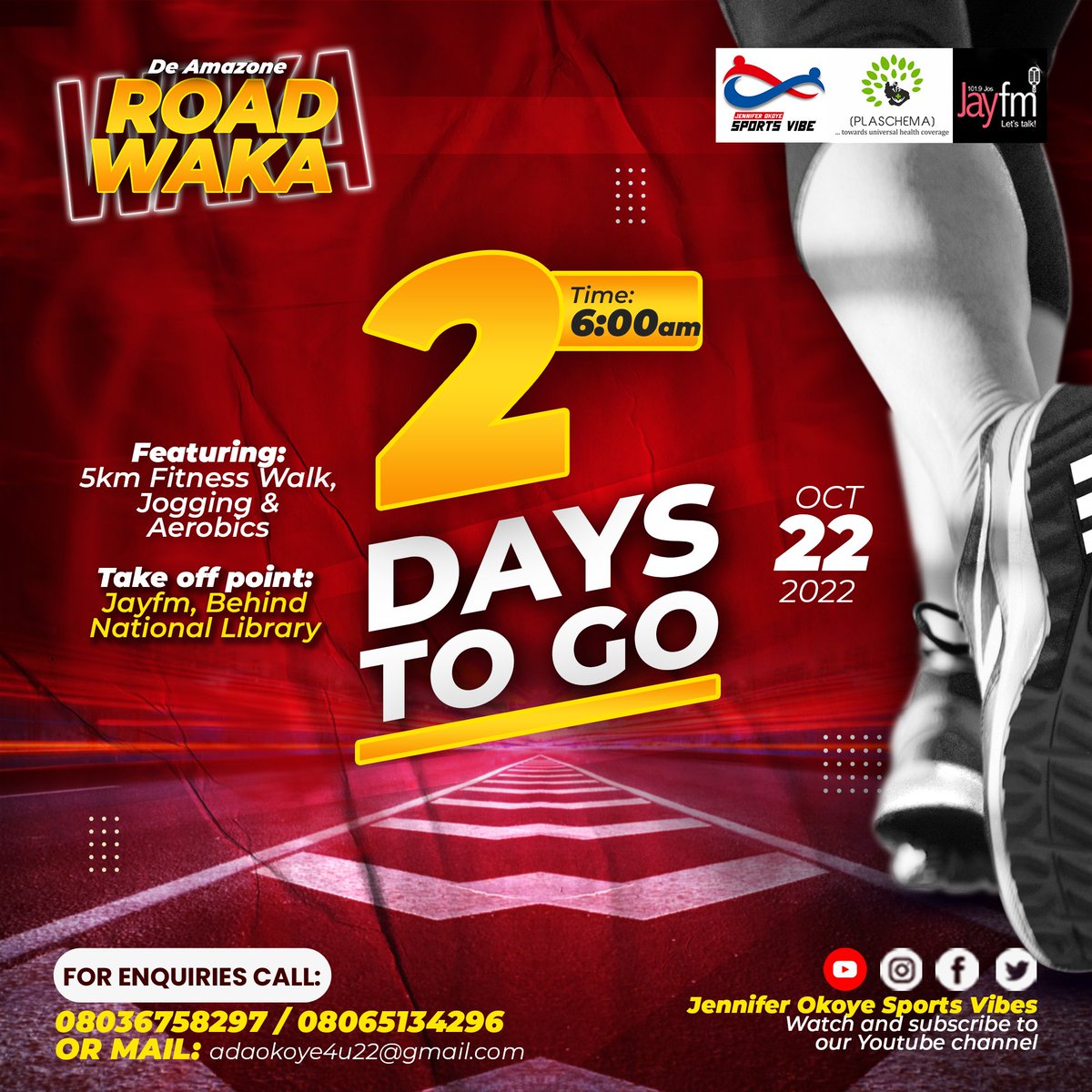jennysportsvibe's tweet photo. 2 more Days to De Amazone 🆁🅾🅰🅳 🆆🅰🅺🅰

🗓️: 22nd October, 2022
🕕: 6am
For enquiries and support call: 08036758297 or 08065134296

SAVE THE DATE!!!

#josroadwaka #deamzoneroadwaka #roadwaka #josv #exercise #fitness #fitnessmotivation #fitlifestyle #fitnesslifestyle https://t.co/FWmeVsWCcn
