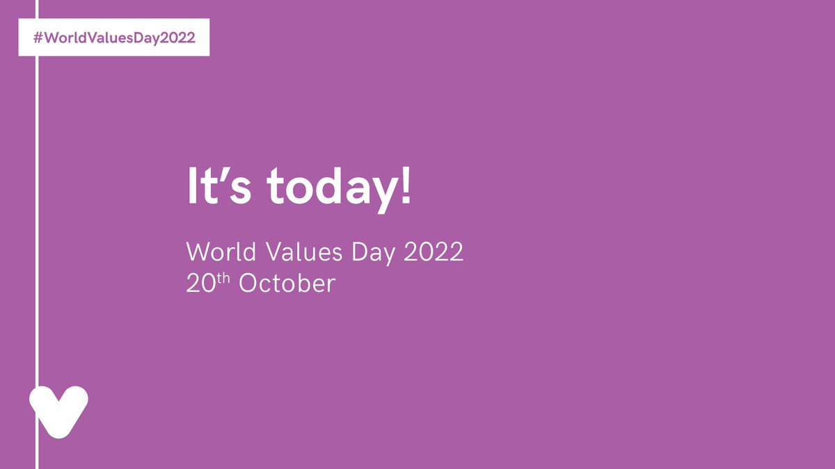 TODAY IS THE DAY! It's #WorldValuesDay2022! 🥳 Let's celebrate our values to build stronger communities and a more united world 🙌 GET INVOLVED: 🐦Tweet your values with #WorldValuesDay2022 💬Join our Valuesthon for loads of inspiring events!