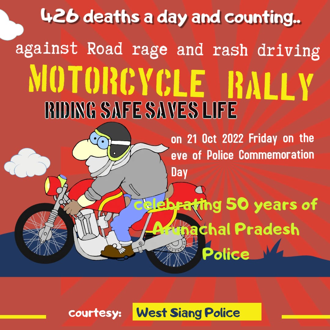 NovaLedger2's tweet photo. On this Commemoration day let's all pledge to 

" Be Brave, Be Daredevil But Not On   Roads "

#roadsafety #RoadRage #RoadAccident #rashdriving @ArunachalPolice @Arunachal24in @arunachaltimes_ @arunachalnews23 https://t.co/sEFr3v5iKt