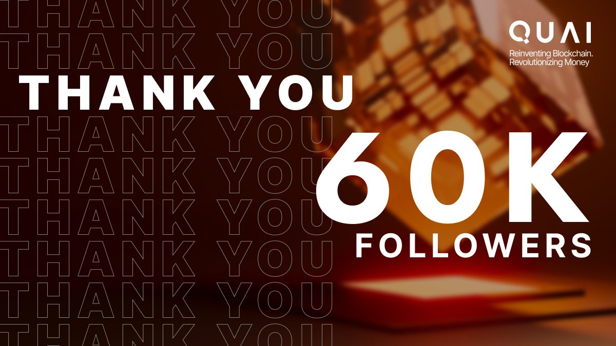 QuaiNetwork's tweet photo. We just passed 60k followers on Twitter!

Thank you to everyone in #QuaiNation who made this possible. 

The #QuaiCommunity is growing at an incredible pace. 

Let’s keep going and bring #Quai to the masses across the globe! 🌎 

#quainetwork #crypto #cryptocurrency https://t.co/VafRTMmoFm