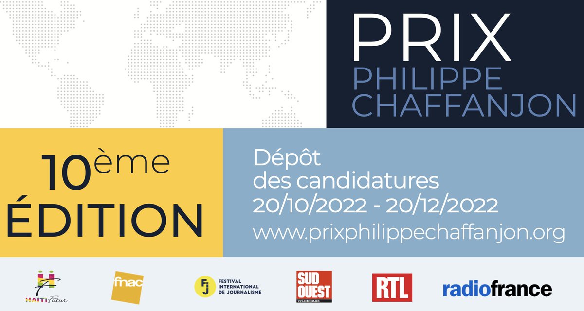 PrixChaff's tweet photo. 📢 L'appel à candidatures de la 10ème édition est ouvert ! Déposez ici https://t.co/6BJNSAYoNY votre reportage web, audio, vidéo, print.. publié en 2022 sur un site média français ou haïtien.
👉 News : @antoine88235024 rejoint les 12 membres du jury présidé par @pierrehaski ! https://t.co/jAODcEb1zA