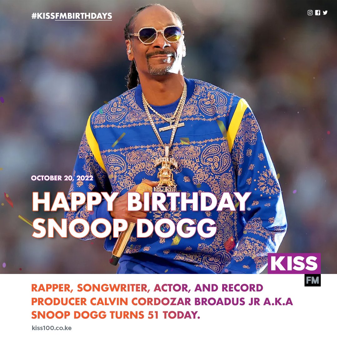 Snoop Dogg turns 51 today. Happy birthday to a legend.   