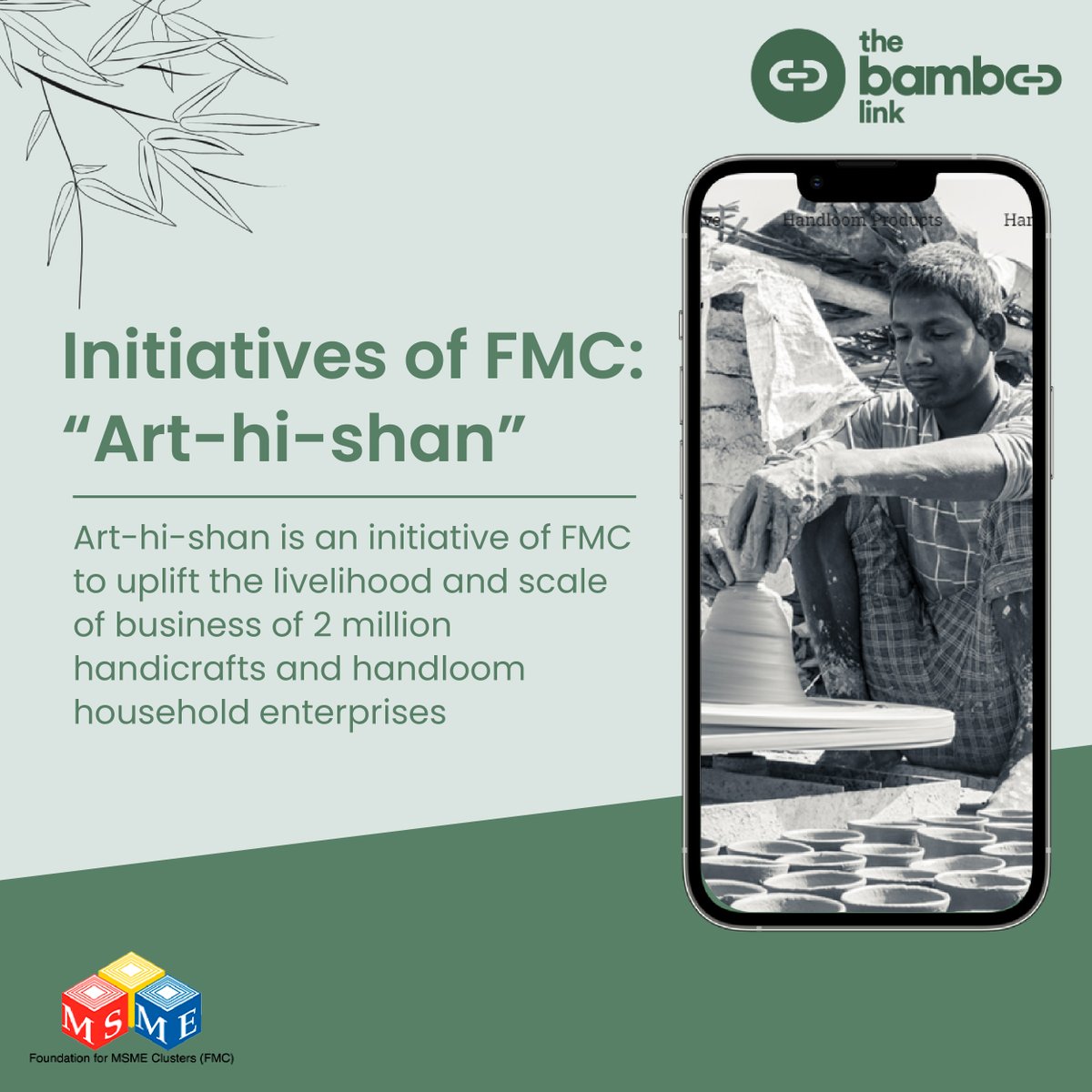 thebamboolink's tweet photo. Art-hi-shan is a project of Foundation for MSME  Clusters that connects friends and lovers of handicrafts and handlooms to 2 million artisans in India.

#TheBambooLink is developed by FMC in partnership with EC, SIDBI, Switch Asia, CEMCA, and CBS. Visit https://t.co/L39LPWReNH https://t.co/ODaqVE1XXE