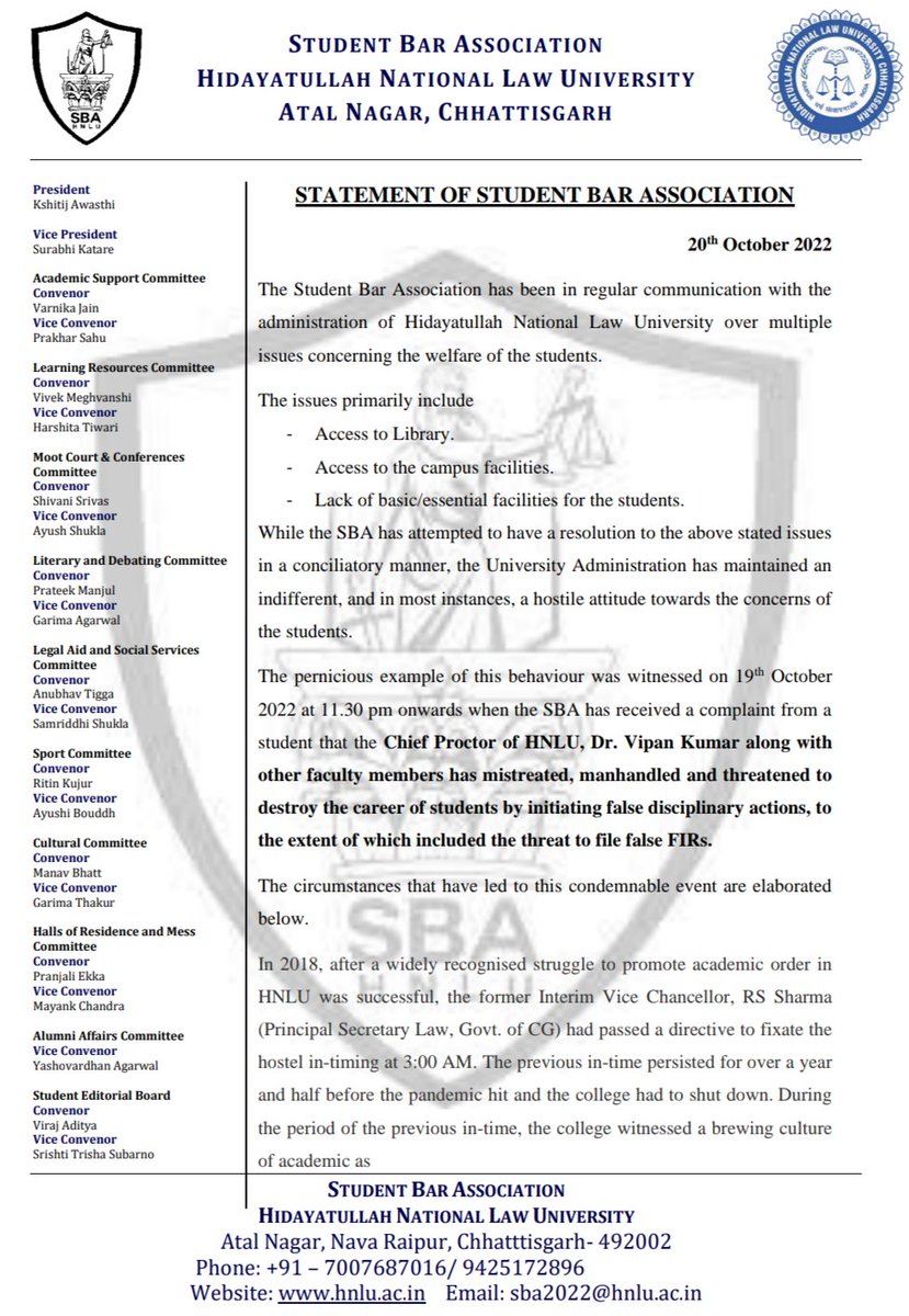 Student Bar Association, HNLU tweet media