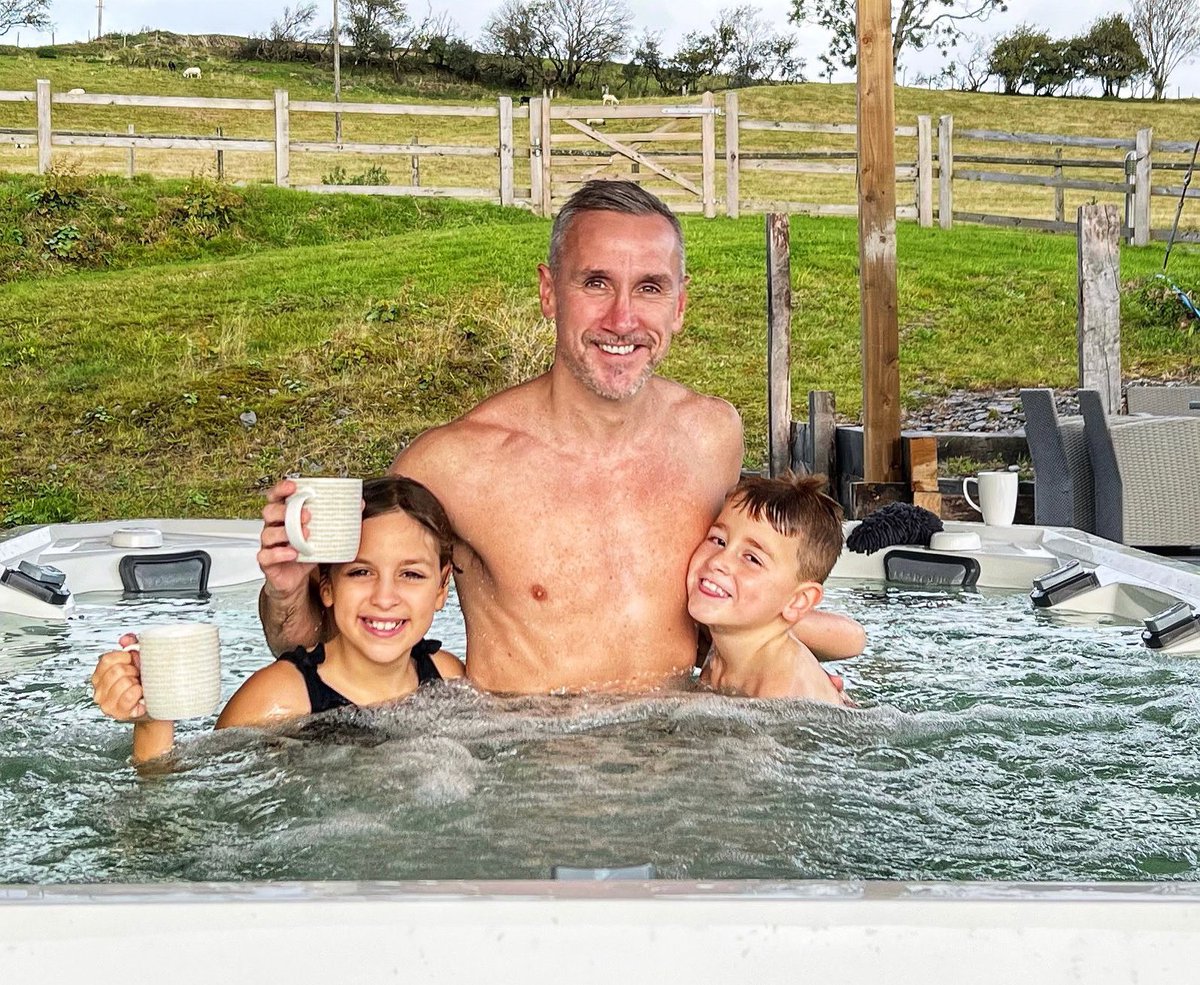 We love seeing guest’s happy faces! Thank you Andrew for sending us this. First guests to use our new 8-person swim spa hot tub. You get private use of this when you book our Farmhouse or our whole estate.
tynrhyd.com
#midwalestourism 
#holidayletwales 
#hottubholiday