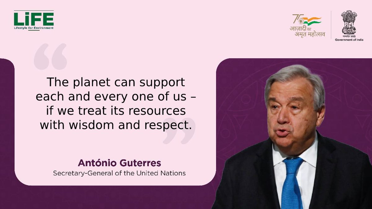 #LiFE is designed to highlight an essential and hopeful truth: All of us, as individuals and communities, can – and must – be part of the solution of protecting our planet and our collective future: <a href="/UN/">United Nations</a> Secretary-General <a href="/antonioguterres/">António Guterres</a>