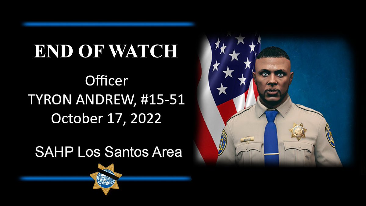 Sahp_official's tweet photo. C'est avec une grande tristesse que nous annonçons  le #EOW de l'officier Tyron Andrew.

L'officier Andrew  a été victime d'un accident de la circulation alors qu'il se rendait pour assister un camarade sous le feu.

Pensées vont à ses proches et à ses frères et sœurs en bleu. https://t.co/97sAMOPOz2