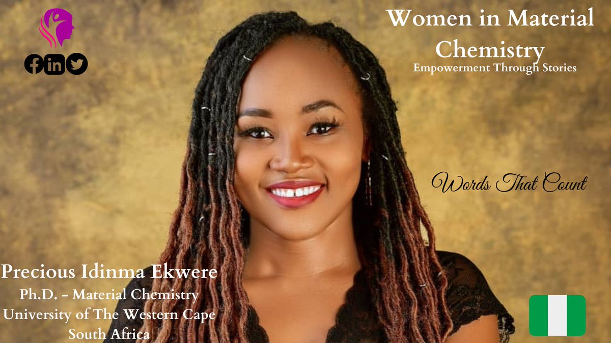 Meet @preciousekwere4, a researcher in #materialchemistry at @UWConline in South Africa. She is also the African Chapter Chair of the Marie Curie Alumni Association (MCAA); wordsthatcount.org/women-in-mater…

@Mariecurie_alum #empowermentthroughstories #womeninscience #femaleresearcher