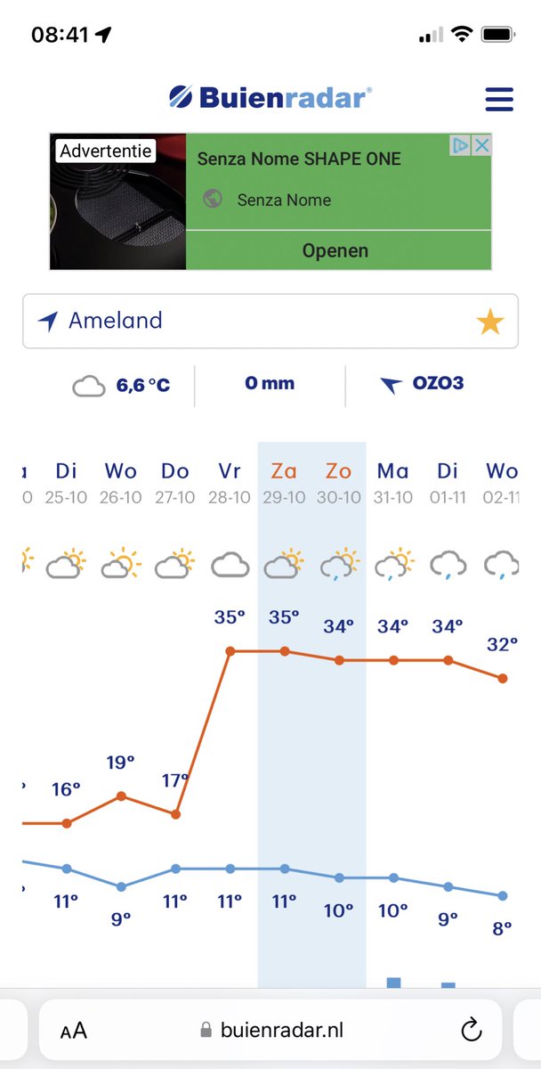 Volgende week zomers weer opkomst op #Ameland als we buienradar mogen geloven! ☀️ <a href="/BuienRadarNL/">Buienradar</a> <a href="/GerritHiemstra/">Gerrit Hiemstra</a>