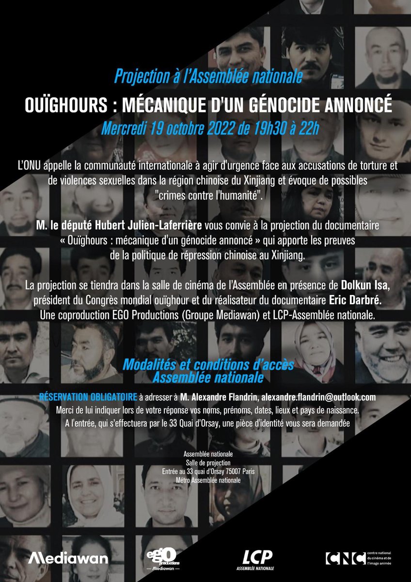 I would like to thank Mr. Hubert Julien Laferriere (MP) and dear friend Erick for hosting and inviting me for the screening of the documentary Uighur Genocide at the French National Assembly on 19 October.