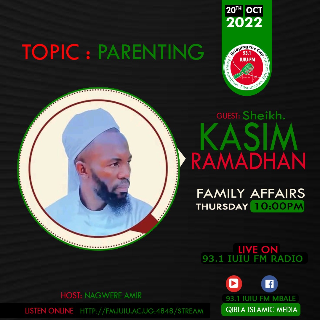 QiblaMedia's tweet photo. Do miss Sheikh Kasim Ramadhan in the family affairs show 10:00pm 
at Live on Qibla media @IuiufmM @UMSChttp://fm.iuiu.ac.ug:4848/stream

https://t.co/3Njj6pMnFE

https://t.co/epssJNDKOf

https://t.co/004Ka3kky8 https://t.co/awtRxk6gig