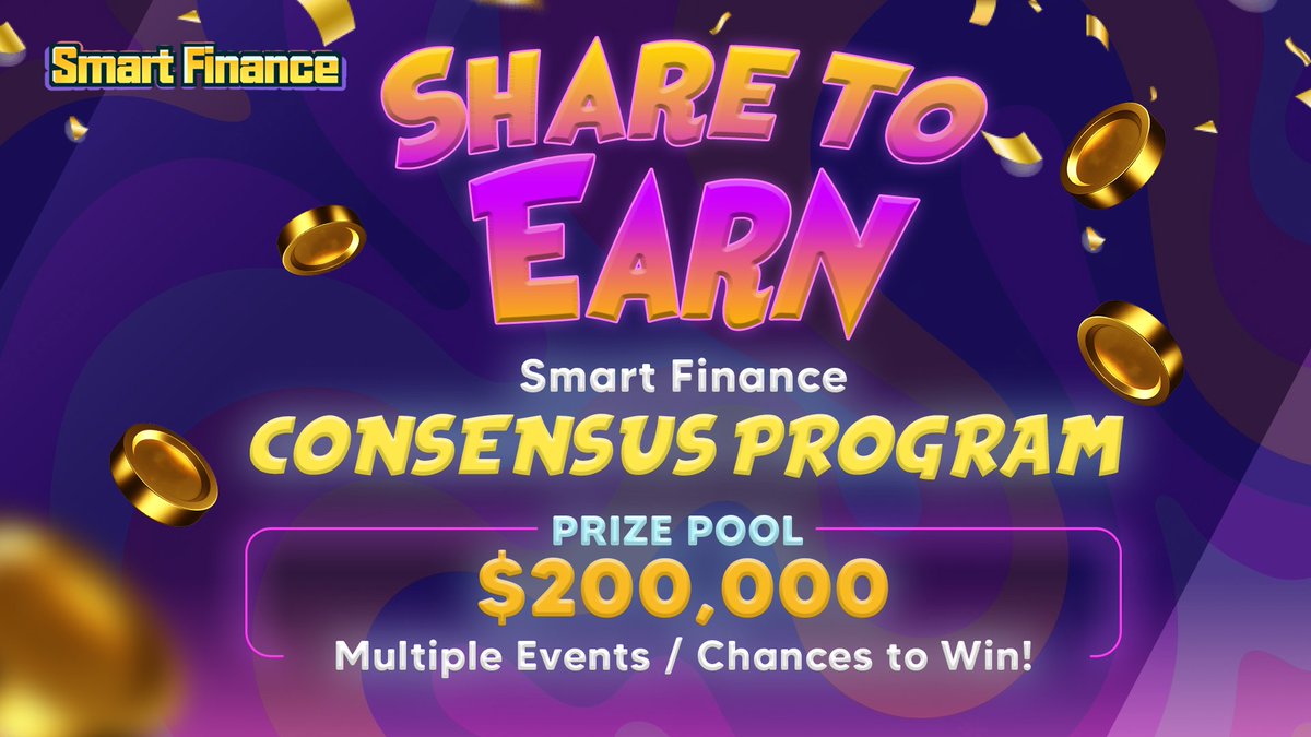 SmartFinanceNFT's tweet photo. 📣#SmartFinance has launched the Consensus Program!💥

🤩The program consists of several events with prize pools of up to $200,000!

💌Invite your friends to be rewarded💌

To enter⬇️
✅RT, follow @SmartFinanceNFT and tag 3 friends.
🎁10 winners will be chosen to win 5USDT each! https://t.co/hajXQjEJrT