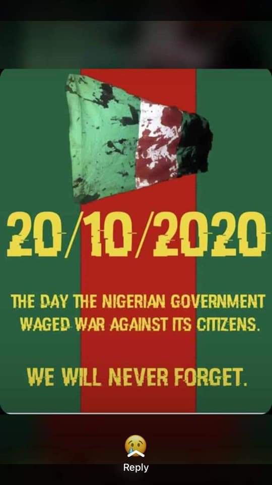 Justice4_9ja's tweet photo. In Remembrance of 20/10/20 #LekkiMassacre2020, Our choices this election would greatly show how well remember our falling heros and those who cause their death.

May the souls those who dead never rest until justice is served. https://t.co/0FjKgItaEs