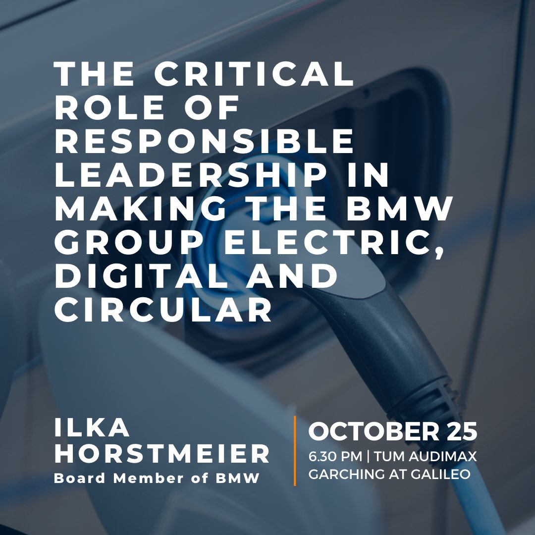 TUMSpeakers's tweet photo. 🏎️ 🌱 Do you have ideas on how to make the @BMWGroup #electric, #digital and #circular? 

Then this is your one-time chance to tell a board member of BMW directly! 🎤

Meet Ilka Horstmeier at our event next Tuesday, October 25 🥳 

Register here ➡️ https://t.co/cHKgpezA9h https://t.co/AXQsBIJQth