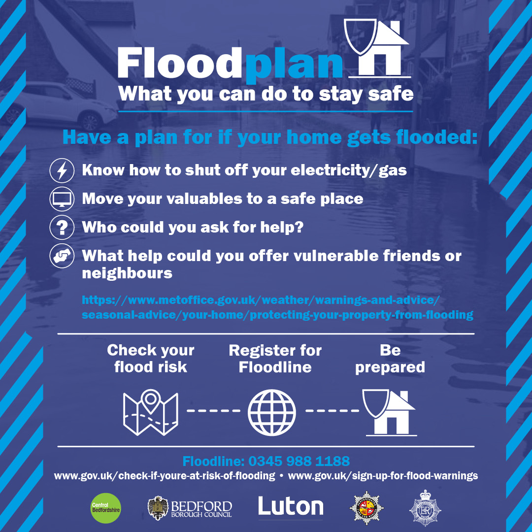 BedsFire's tweet photo. ⚡⚡ Storm and Flood Alert ⚡⚡

We are receiving a high number of calls relating to the storms and some relating to flooding in the Bedford area. 

Be prepared for flooding by following this advice.

🚨 Please only call 999 in an emergency. 🚨 https://t.co/lBl6JUwosy